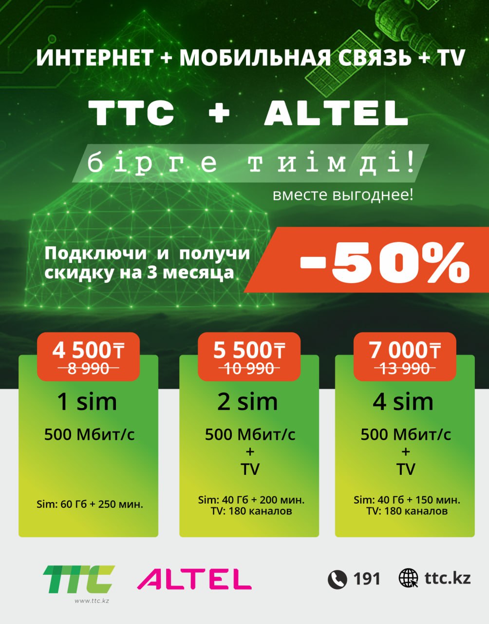 TTC и ALTEL вместе выгоднее на 50%!